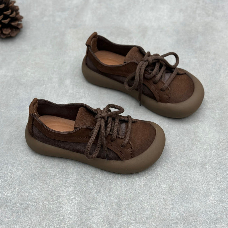 Women's Vintage Genuine Four Artistic Matte Cowhide Women's Casual Shoes