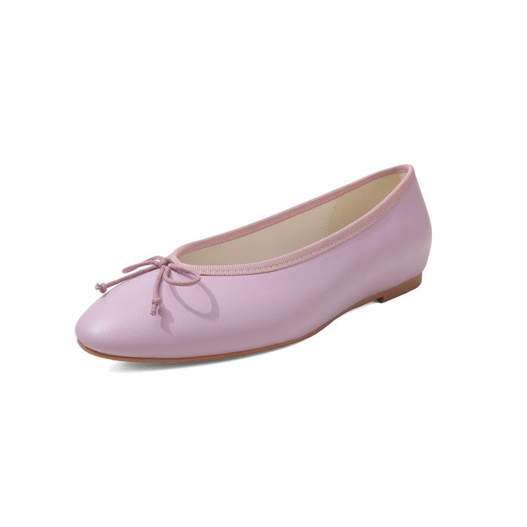 Women's Flat Spring Genuine Inside Outside Bow Korean Style Women's Fashion Shoes