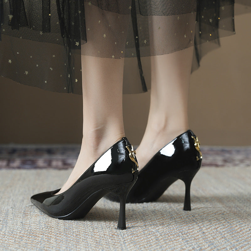 Women's French Style Temperament Commuter High Stiletto Pumps Long Not Tired Heels