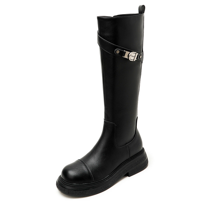 Women's Brown Knight High Below The Knee Women's Leather Boots