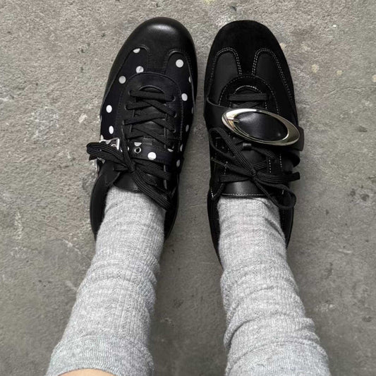 Women's Polka Dot Square Toe Flat Bottom Women's Casual Shoes