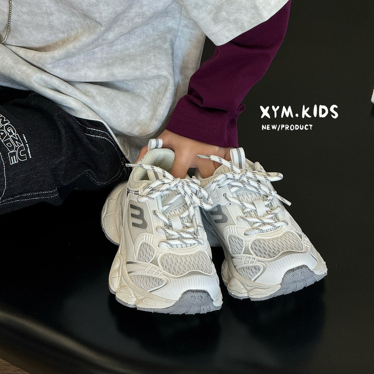 Children's Spring Fashionable Brushed Letters Lightweight Breathable Boys Children's Sports Shoes