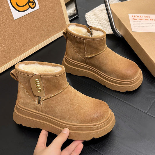 Cotton Winter Fleece-lined Thickened Northeast Platform Boots