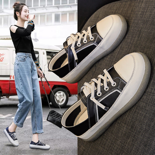 Women's White Plus Size Slip-on Flat Skateboard Casual Shoes