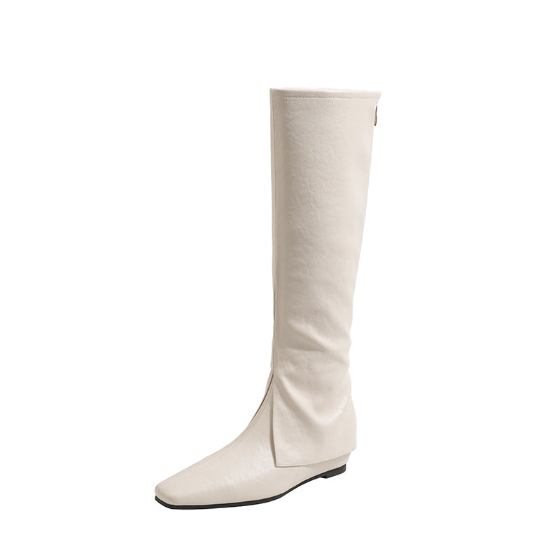 Women's Beige Square Toe Height Increasing Insole Pantyhose For Boots