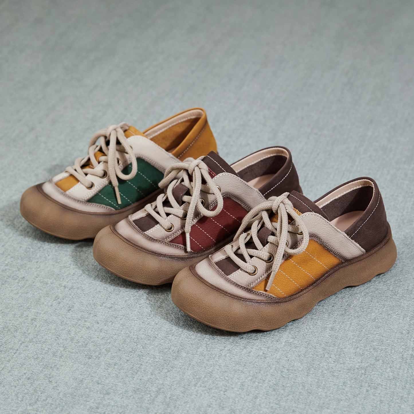 Women's Layer Cowhide Ugly Cute Spring Fashion Special Multicolor Women's Casual Shoes