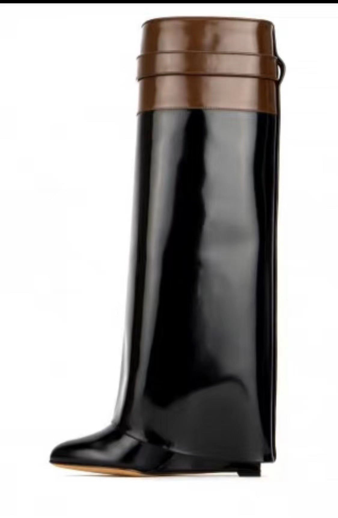 Women's Circumference Straight Pointed Buckle Shark Long Boots