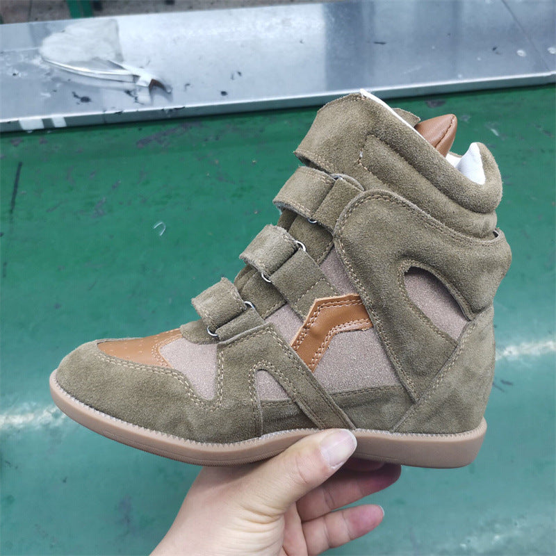 Women's Increasing Insole Genuine High Top White Sneakers