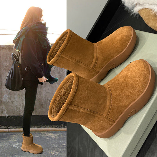 Women's Winter Fleece-lined Thickened Waterproof Minus Platform Ankle Snow Boots