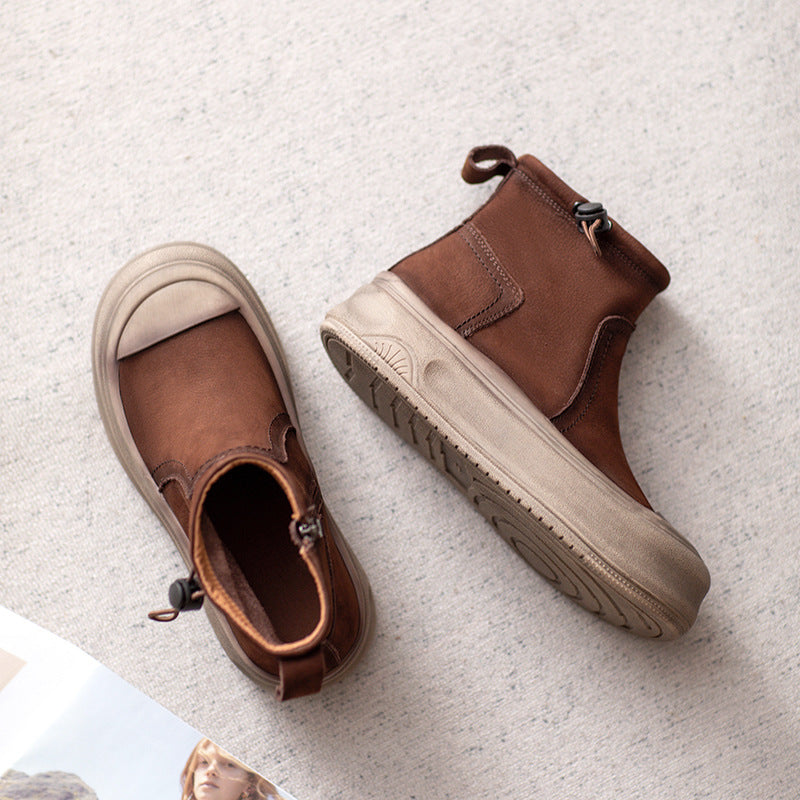 Women's Ankle Thick Bottom Side Zipper British Boots