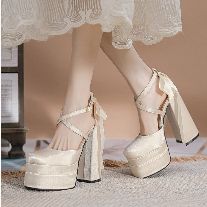 Women's Small Thick-soled Red High Platform Wedding Bridal Women's Fashion Shoes