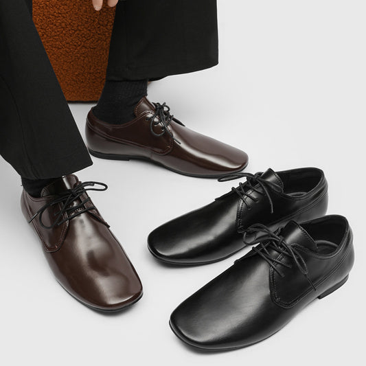Men's Square Toe Business Black Formal Fashion Men's Casual Leather Shoes