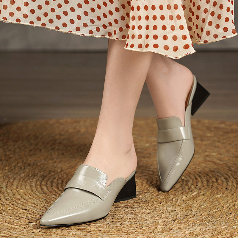 Women's Fashionable High Half Comfortable Genuine Closed Toe Fairy Sandals