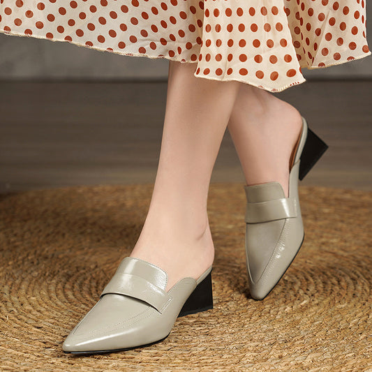 Women's Fashionable High Half Comfortable Genuine Closed Toe Fairy Sandals