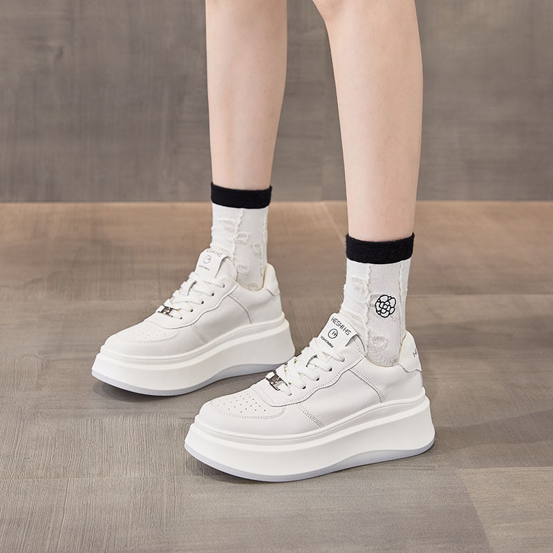 Women's Autumn Platform Sports Versatile White Casual Shoes