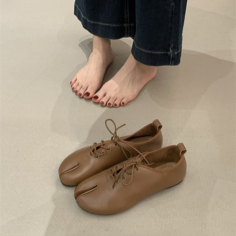 Women's Round Toe Trotter Split Flats Spring Minimalist Women's Fashion Shoes