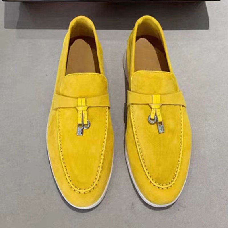 Women's & Men's Pendant Tassel Slip-on Flat Soft Bottom Suede Couple Loafers