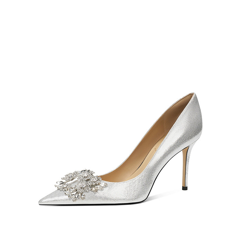 Women's Main Wedding Dress Two-way Wear French Rhinestone High Not Tired Heels