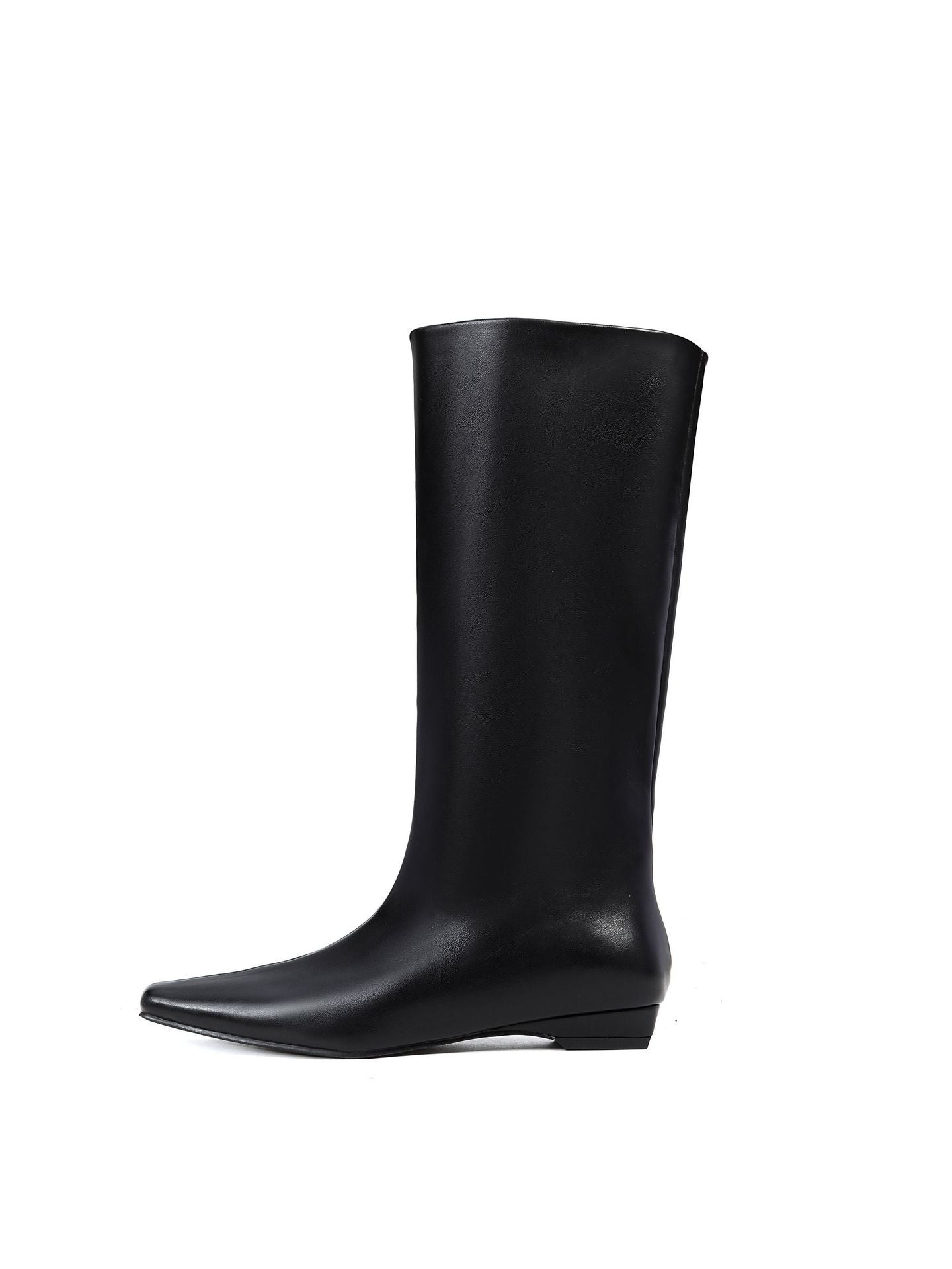 Women's Cowhide Version Korean Simple Square Toe Temperament Low Knight Women's Leather Boots