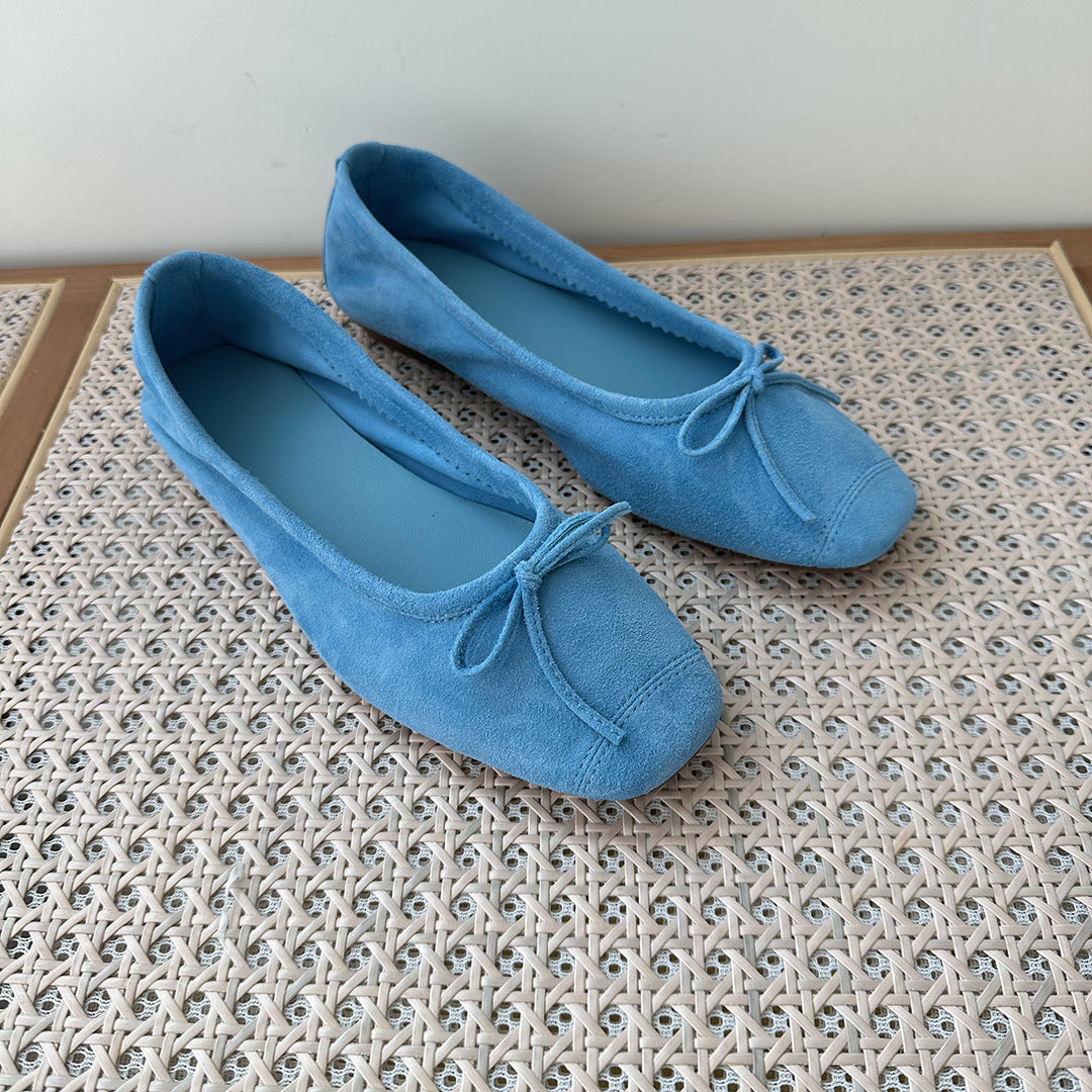 Female Ballerina Flats Round Head Genuine Women's Shoes