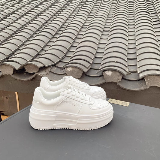 Women's Platform White Wild Height Increasing Insole Soft Bottom Women's Casual Shoes