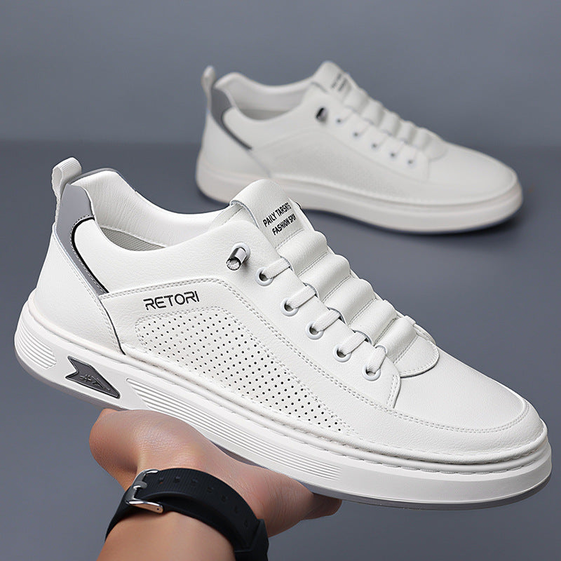 Men's Summer White Breathable Fashion Calf Versatile Sneakers