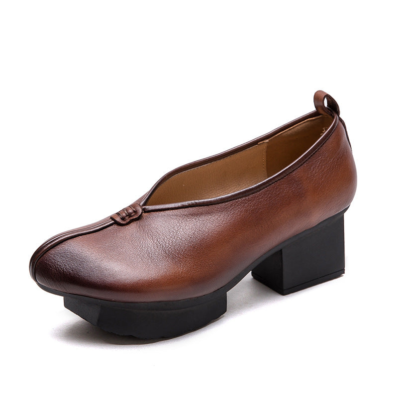 Women's National Style Chinese Plaid Top Layer Women's Casual Shoes
