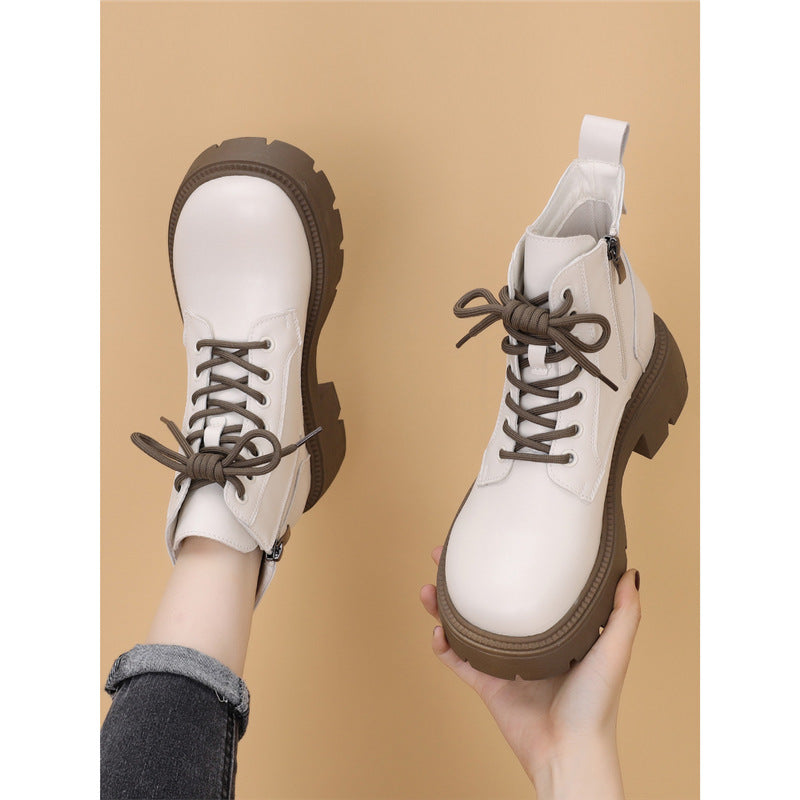 Women's Autumn Super Popular Thick-soled Ankle Small Dr. Women's Leather Boots