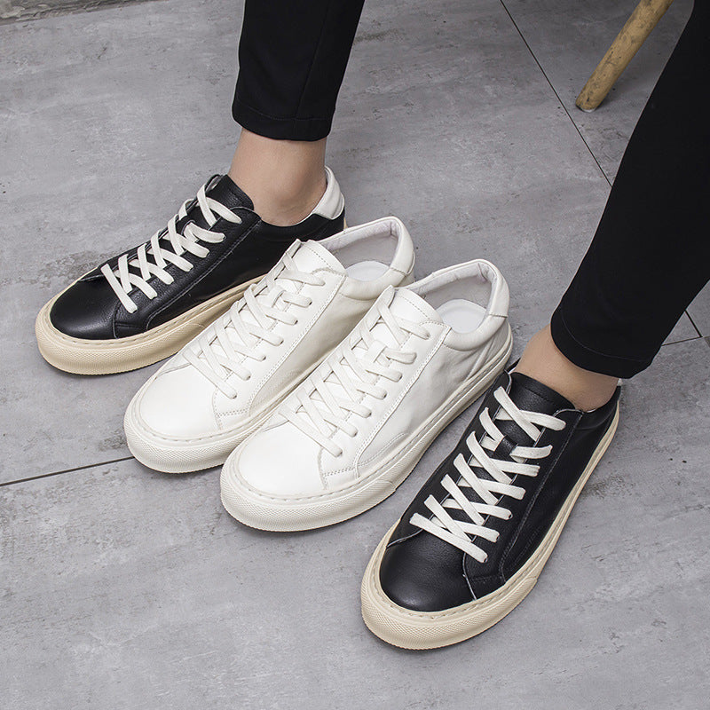 Men's National Fashion White Simplicity Korean Style Leather Shoes