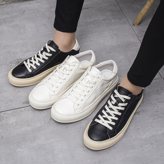 Men's National Fashion White Simplicity Korean Style Leather Shoes