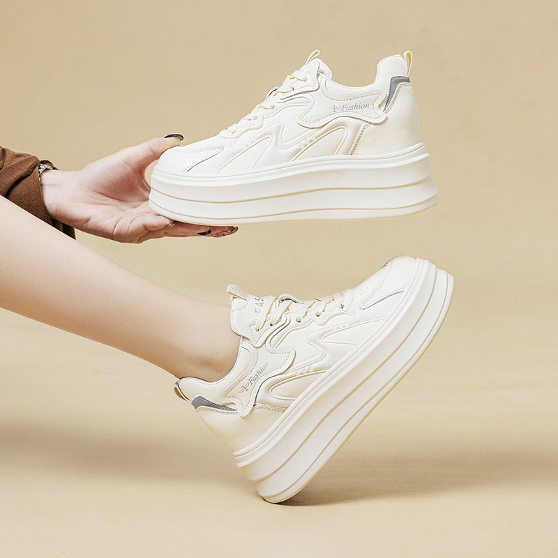 Women's Platform Height Increasing Insole Lightweight Fleece-lined White Women's Casual Shoes