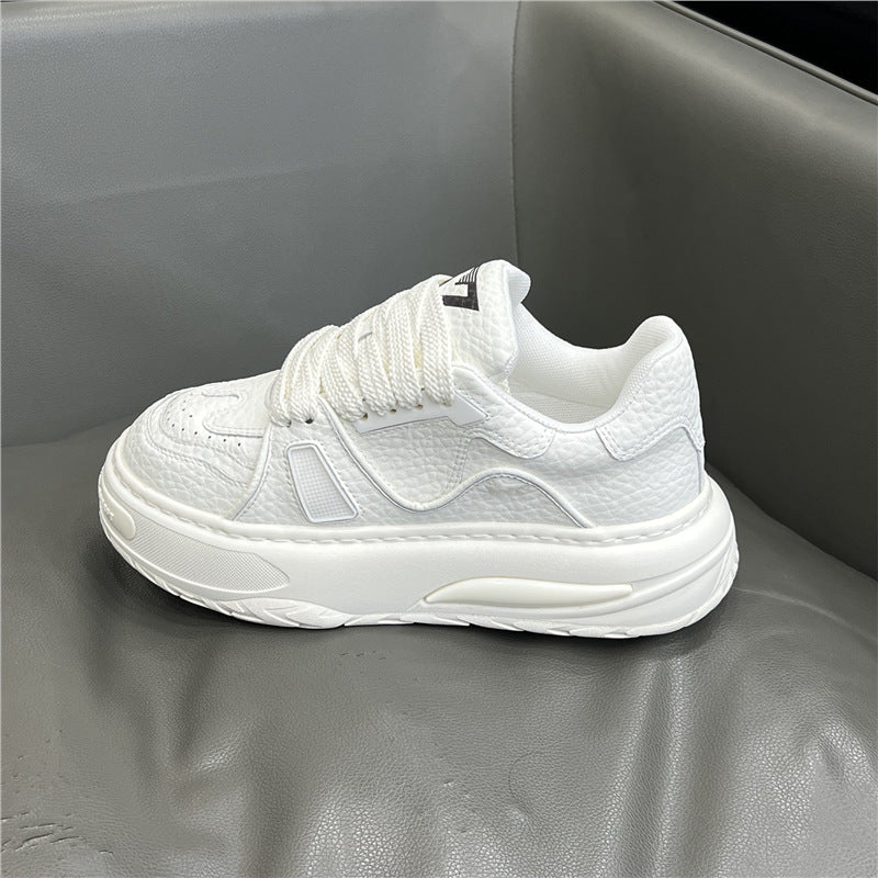 Men's Low-cut Genuine White Dad Platform Sports Casual Shoes