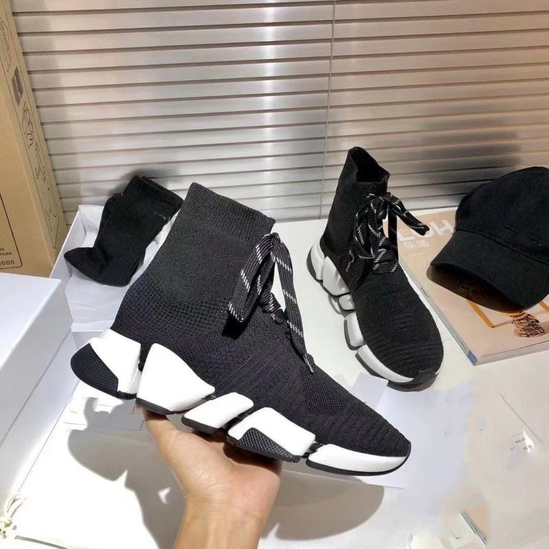 Women's & Men's Paris Sock Knitted Couple Platform Elastic Women's Sports Shoes