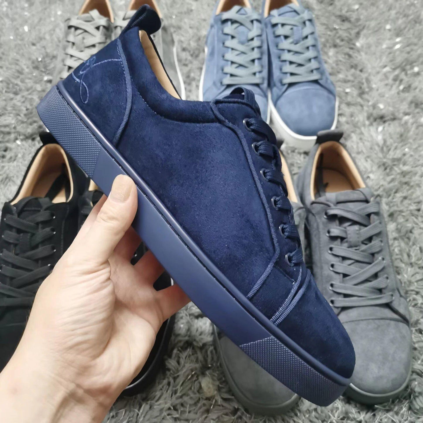 Men's Black Low Top Rivet Fashion Flat Men's Shoes