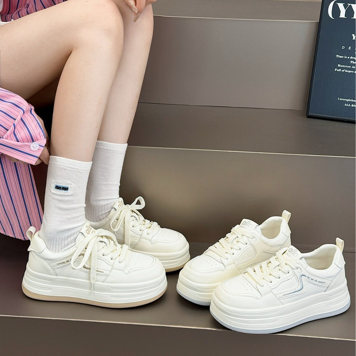 Women's Genuine Elevator Foam Bottom White Spring Men's Shoes