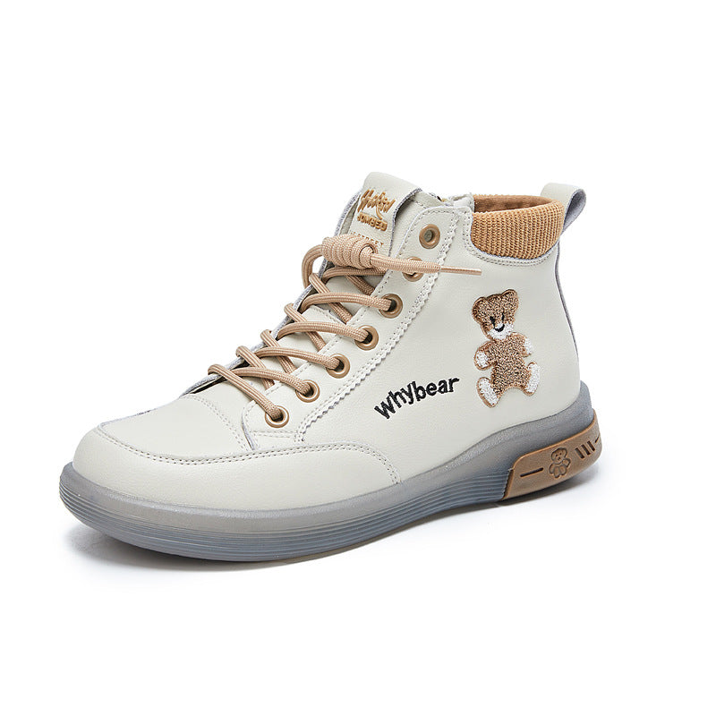 Women's Autumn White Tendon Bottom Bear Soft Boots