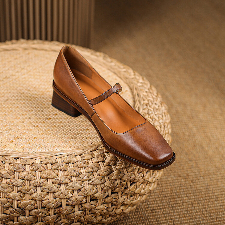 Women's Style With Mary Jane Shallow Mouth Retro Heels