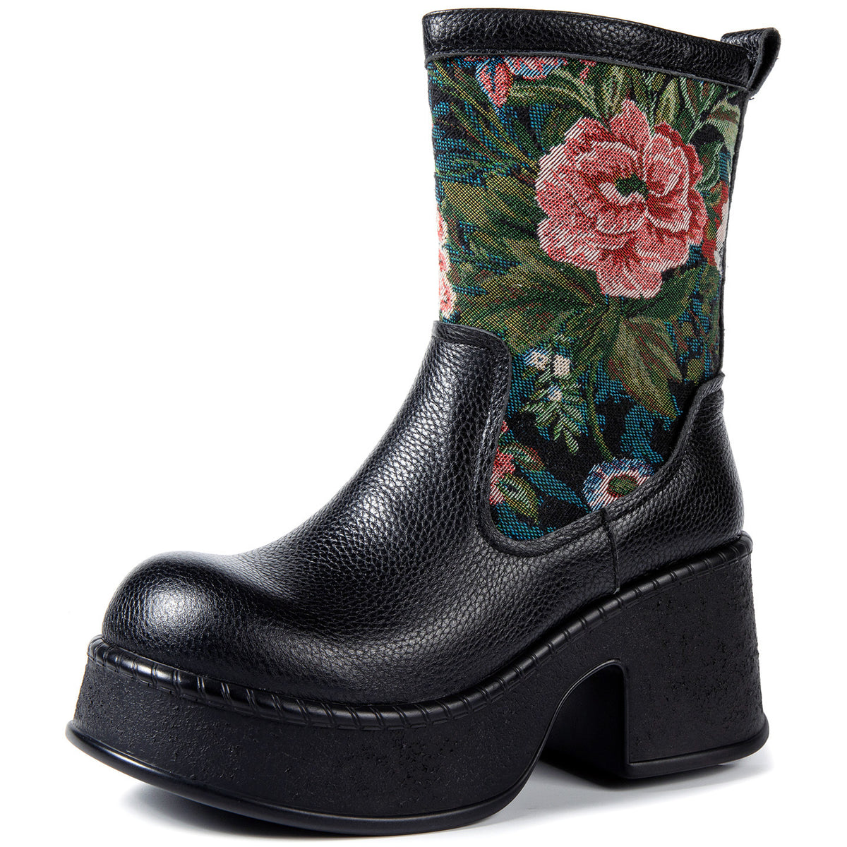 Women's Retro Ethnic Style For Chinese Embroidered Waterproof Platform Women's Leather Boots
