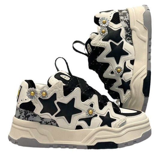 Women's & Men's Beige Cream Couple Bread Niche Design Versatile Sneakers