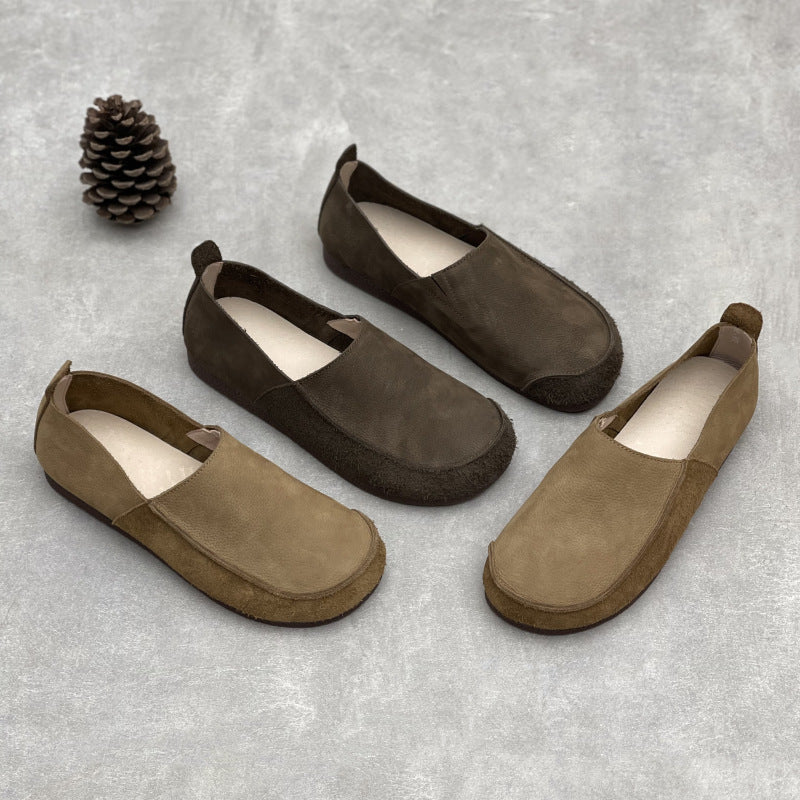 Men's Genuine Flat Slip-on Lightweight Fashion Vintage Leather Shoes