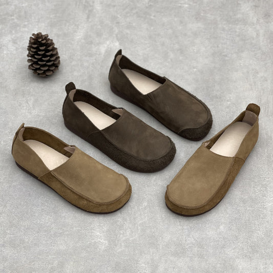 Men's Genuine Flat Slip-on Lightweight Fashion Vintage Leather Shoes