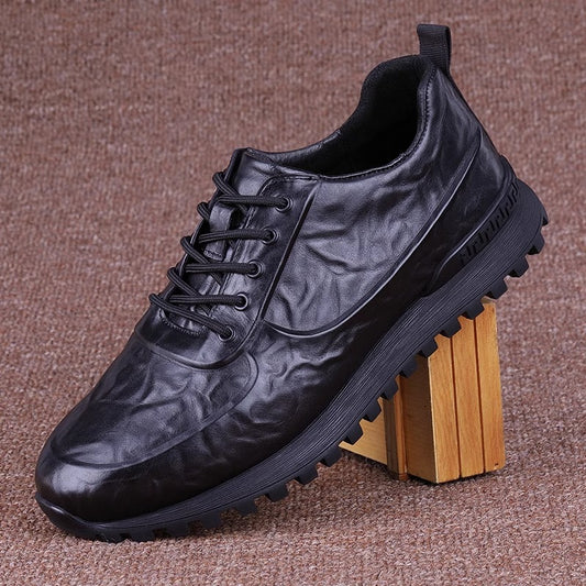 Men's Layer Cowhide Autumn Breathable Thick Soft Bottom Leather Shoes