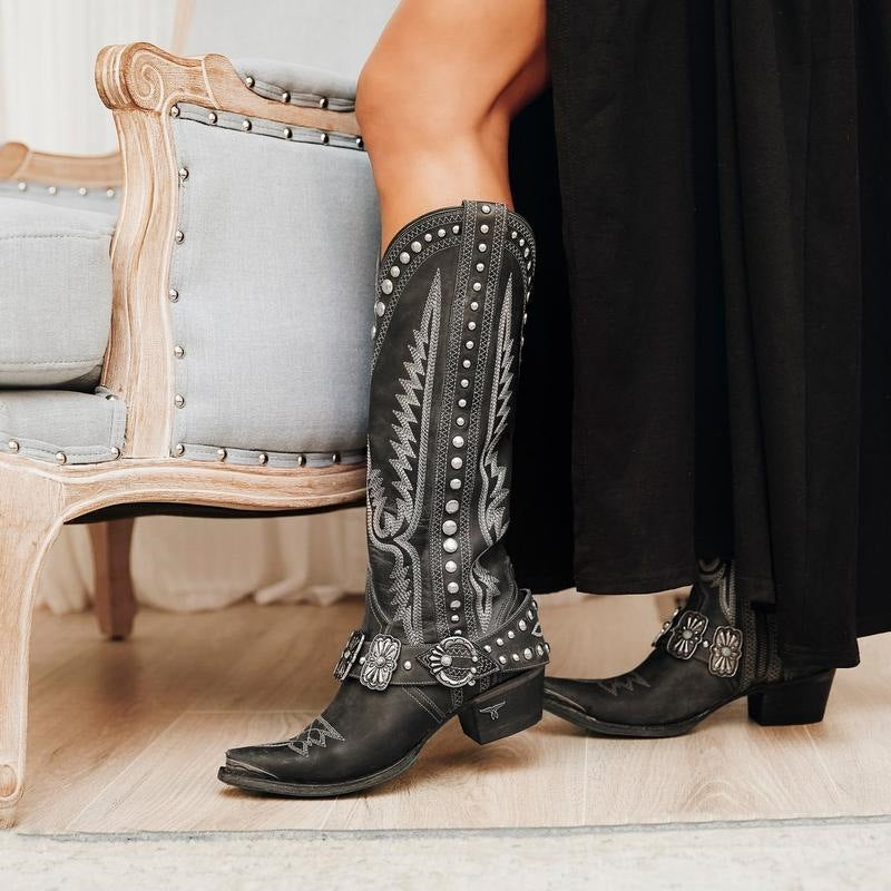 Women's Miller Retro Western Competitive Denim Women's Leather Boots