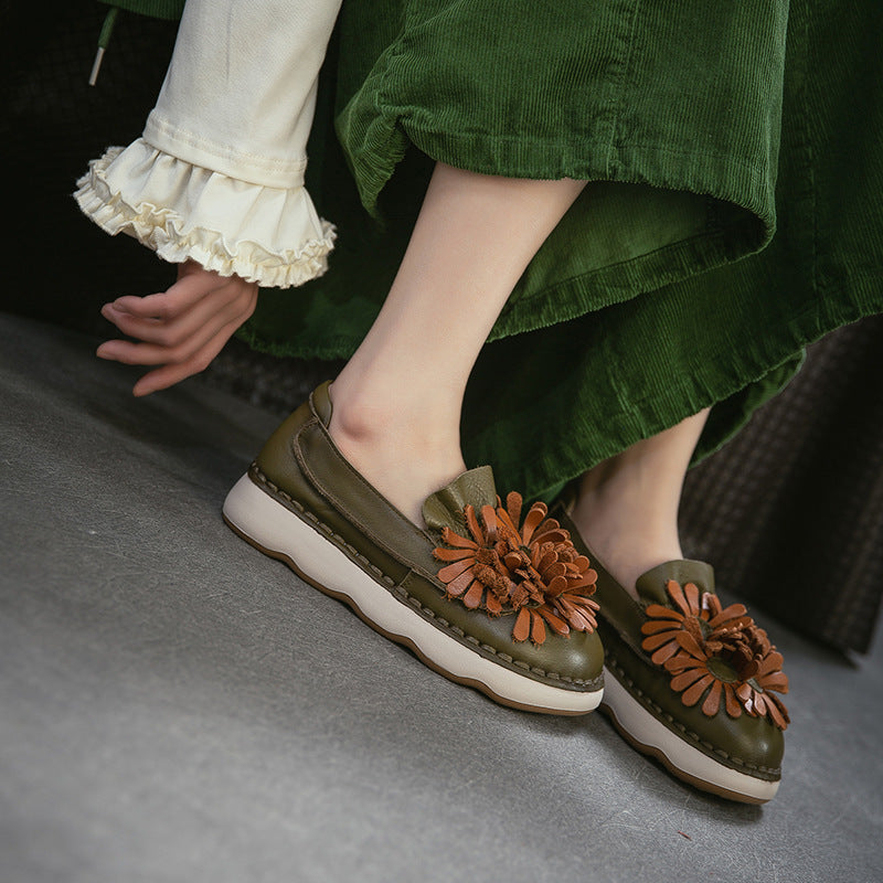 Women's Top Layer Cowhide Slip-on Pumps Lightweight Women's Casual Shoes