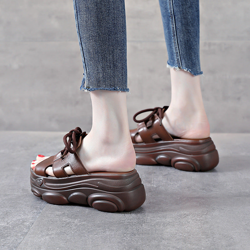 Women's Toe Half Outer Wear Summer Lazy Platform Slippers