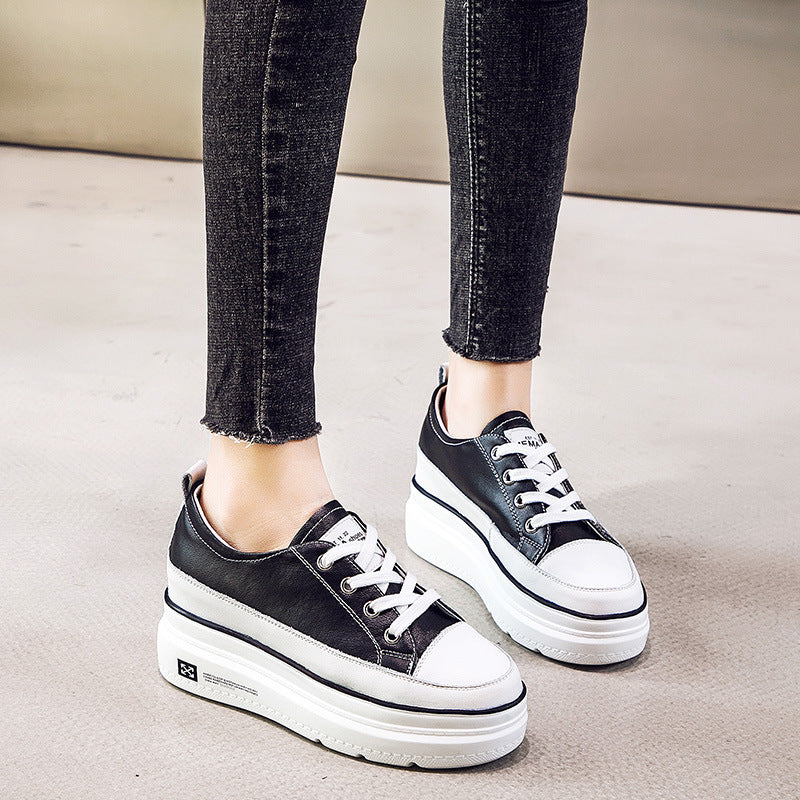 Women's Thick Bottom Cowhide Easy Wear Single Women's Casual Shoes