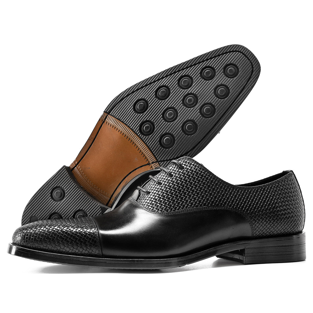 Men's Formal Fashion Office Stitching Oxford Black Wedding Best Men's Business Leather Shoes