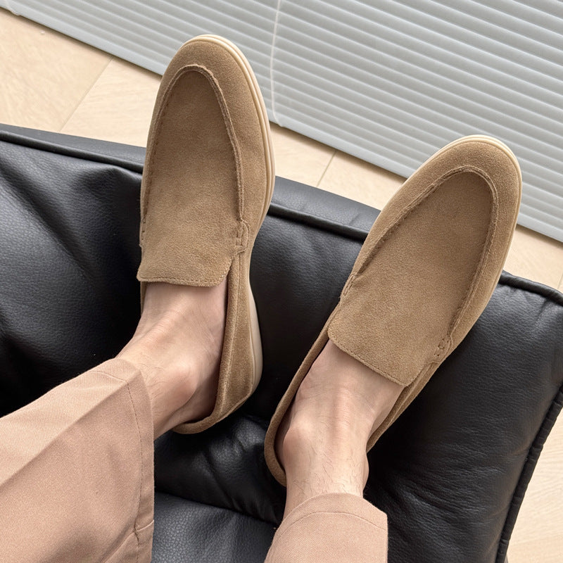 Men's Autumn Low-cut Suede Slip-on Matte Flat Bottom Slip Leather Shoes