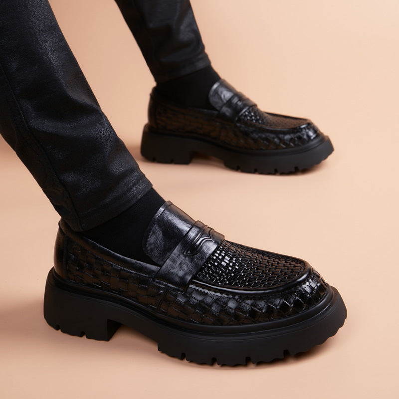 Men's Summer Woven Breathable Male Youth British Slip-on Peas Support Casual Shoes