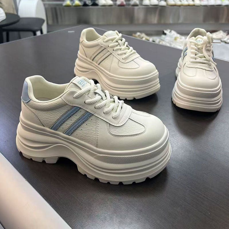 Versatile Heightened Easy Wear Thick Sole White Thin Women's Casual Shoes